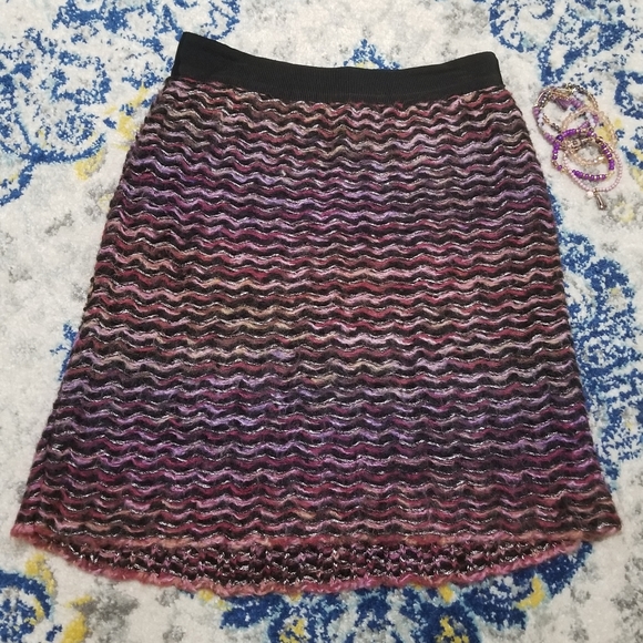 Knitted & Knotted Purple Yarn Knit Pencil Skirt 6 - Picture 1 of 8